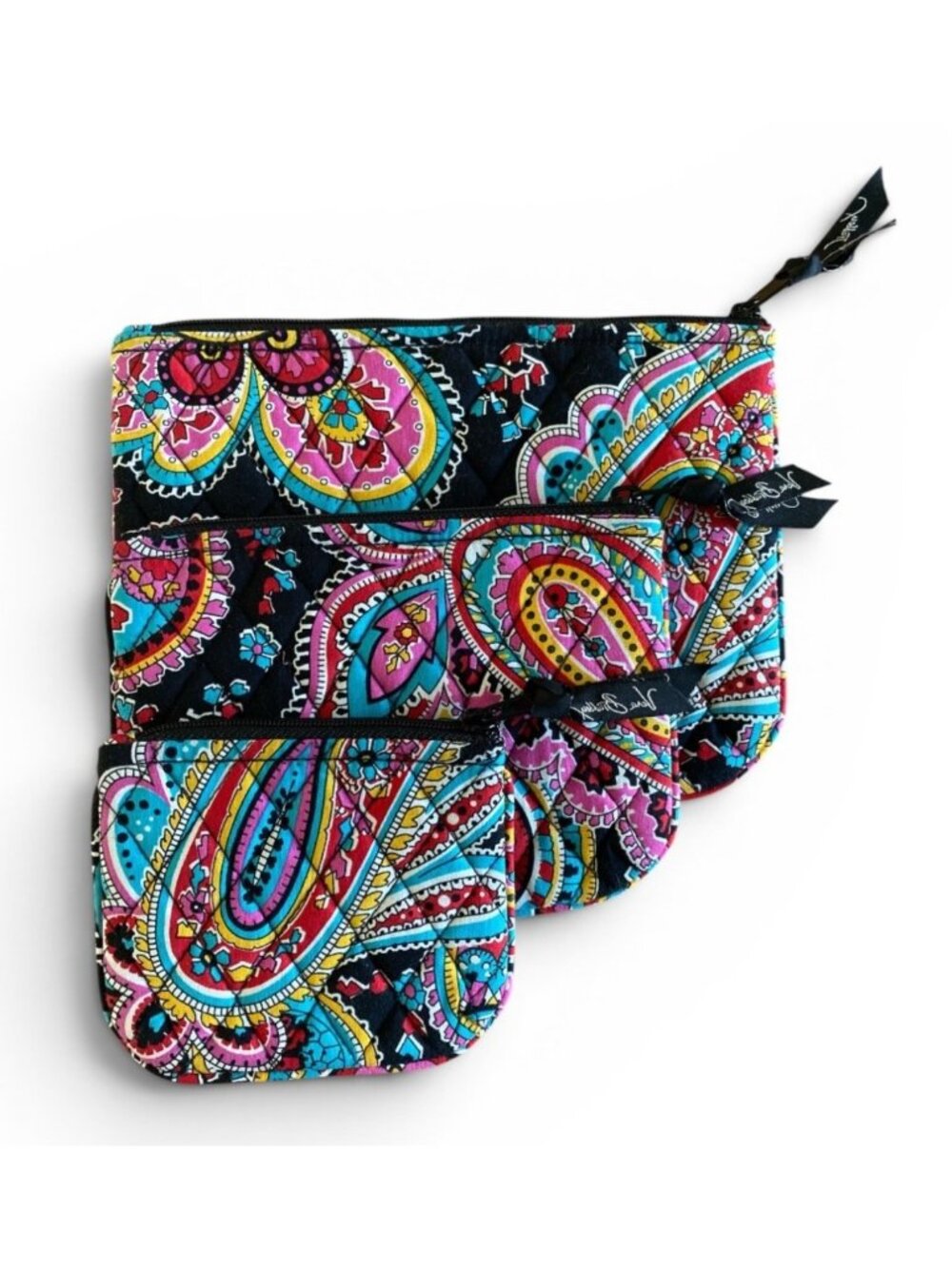 Set of 3 Vera Bradley Parisian Paisley Cosmetic Travel Bags. NEW No Tags